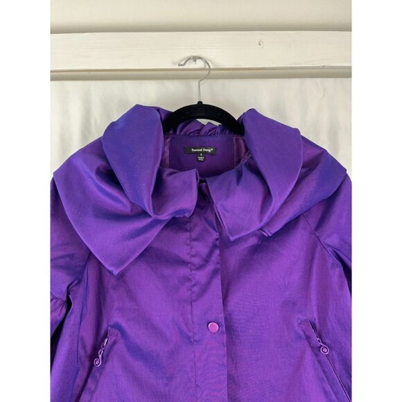 Samuel Dong Cropped Dress Jacket Womens Size S Iridescent Ruffles Music Note Zip - Picture 8 of 16